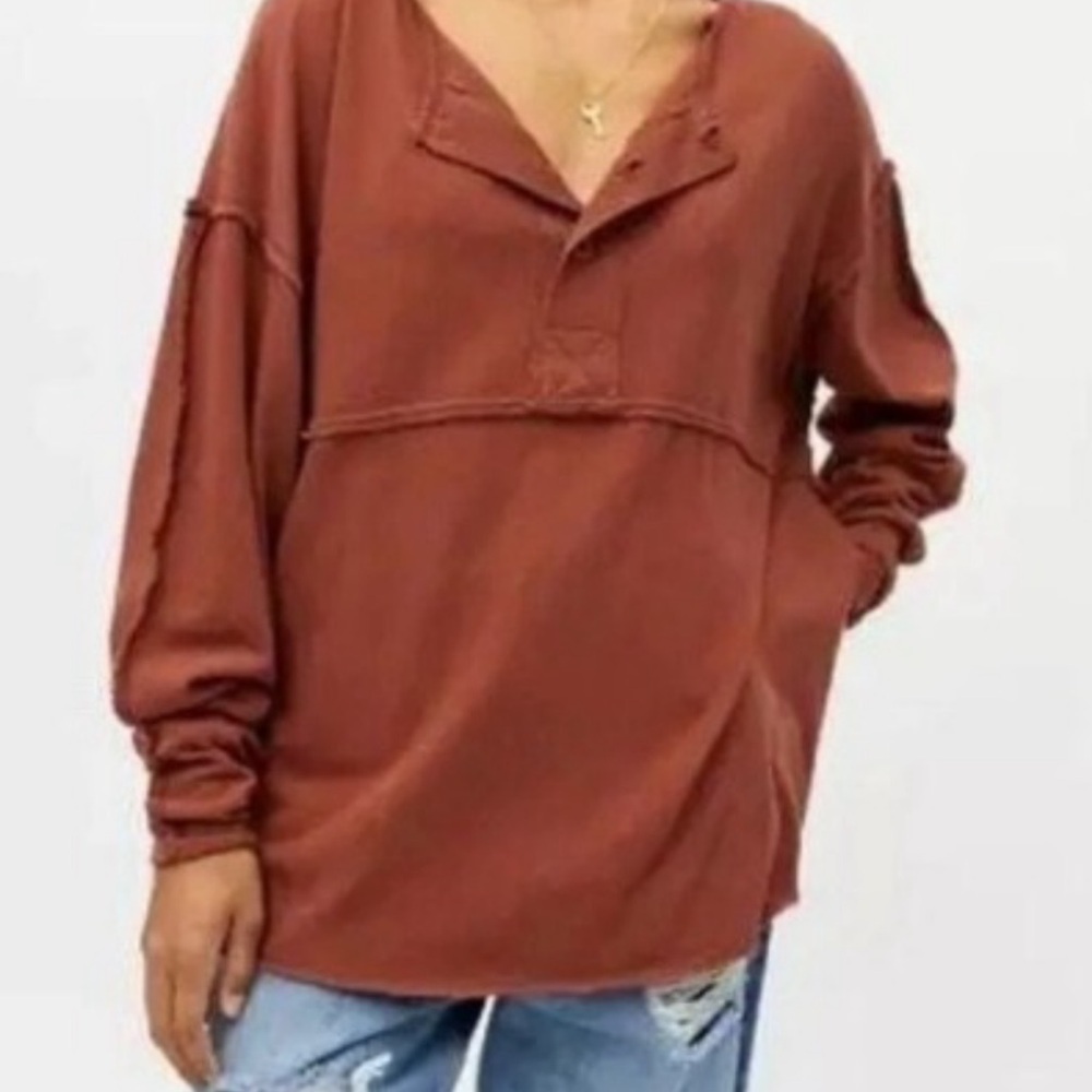 Urban Outfitters Freddie Henley Tunic Size Small Rust Brown